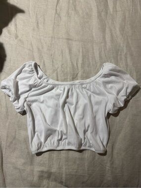 Urban Social Women’s White Puff Sleeve Off-Shoulder Crop Top Size S Nwt